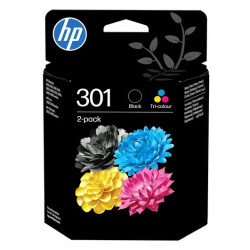 Pack noir + couleurs HP pour Deskjet 1050 / 2050 / 3050 ... (N°301) (J3M81AE remplacé par N9J72AE)