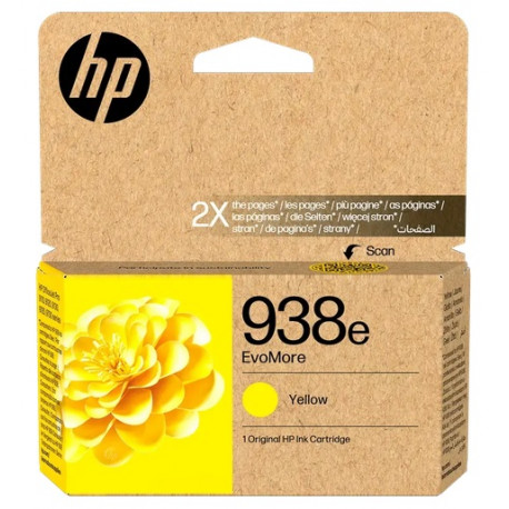 Cartouche Jet d'encre Haute Capacité HP N°938e Jaune (1 650 pages)