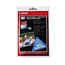 Cartouche d'encre Canon BCI-16 Couleur (X2) + 100 feuilles papier photo glossy (4X6)