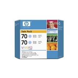 Pack de 2 cartouche cyan clair HP pour Designjet Z2100 / Z23100 (N°70)