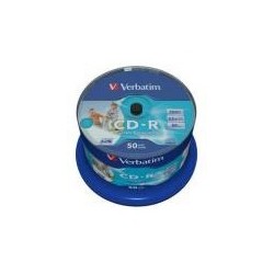 Verbatim CD-R 80min. 700MB, 52 speed Datalife Plus wide inkjet printable unbranded on spindle 50pack (taxe Sacem incluse)