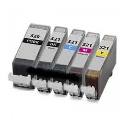 Pack de 5 cartouches génériques pour Canon Pixma ip3600 / mp540...PGI520BK/CL521