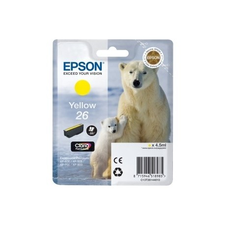 Cartouche jaune EPSON pour Expression Home XP-600... (N°26) (ours)