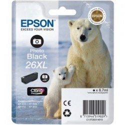 Cartouche noire photo haute capacité EPSON pour Expression Home XP-600... (N°26XL) (ours)