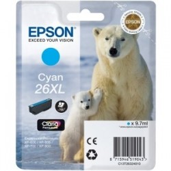 Cartouche cyan haute capacité EPSON pour Expression Home XP-600... (N°26XL) (ours)