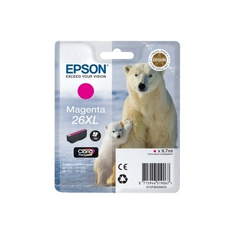 Cartouche magenta haute capacité EPSON pour Expression Home XP-600... (N°26XL) (ours)